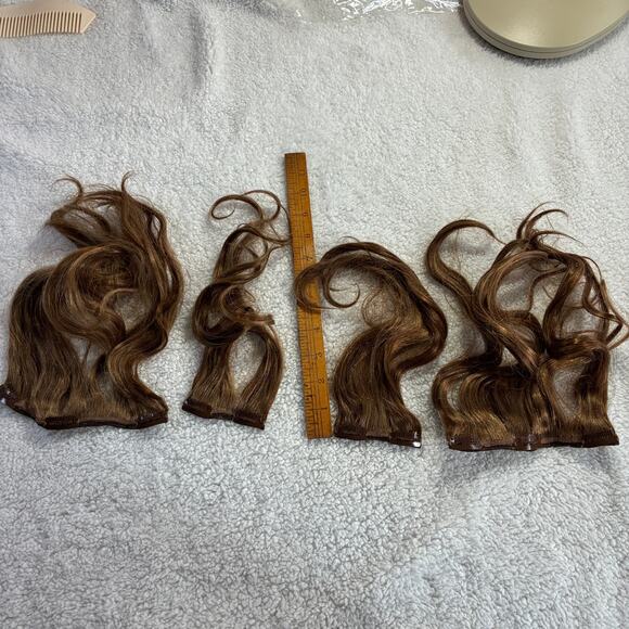 Hair Extensions set of four brunette clip in - Picture 1 of 5